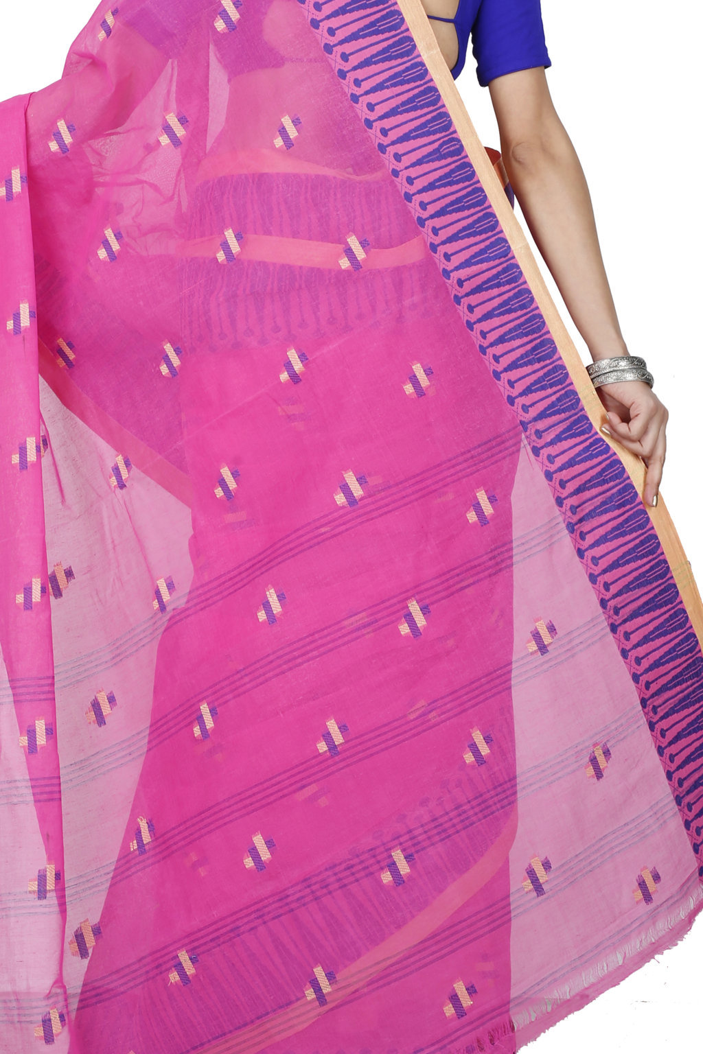 Pink Pure Cotton Simar Tant Saree (1038)